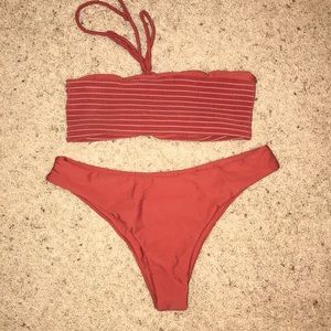 Red high waisted bikini